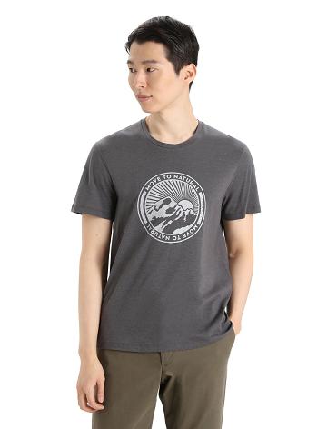 Men's Icebreaker Merino Central Classic Short Sleeve Move to Natural Mountain T Shirts Monsoon | CA 1800EBCX